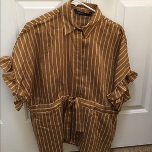 Zara tan short sleeve shirt size xs